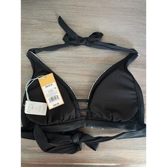 Women's Bikini Top Crochet Trim HANDMADE Kona Sol Black XS new - Picture 9 of 11